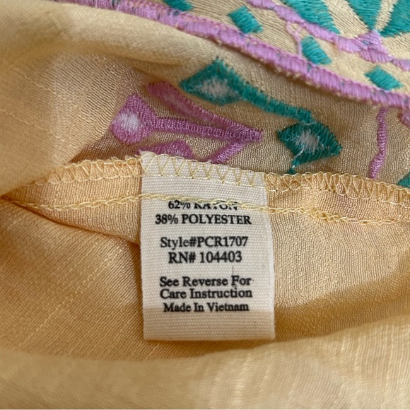 Anthropologie Perch tops Womens 1XL by Blue Pepper Embroidered Smocked Tie Strap - Picture 7 of 9